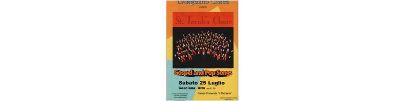 Gospel and Pop Songs: sabato 25/7 a Casciana Alta il St.Jacob's Choir in concerto