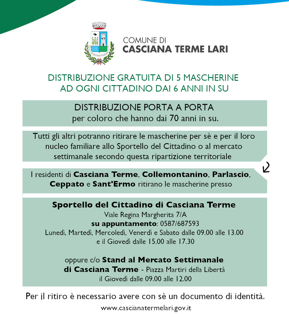 Sportello e Mercato di Casciana Terme per coloro che vivono a Casciana Terme, Collemontanino, Parlascio, Ceppato e Sant'Ermo